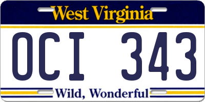 WV license plate OCI343
