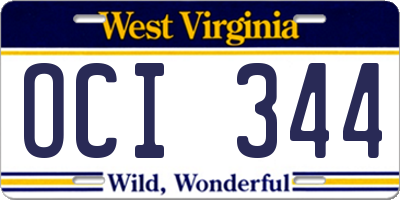 WV license plate OCI344