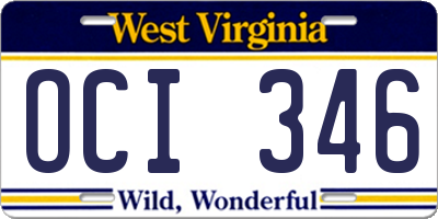 WV license plate OCI346