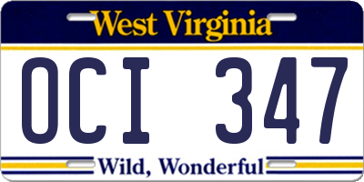 WV license plate OCI347
