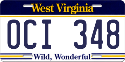 WV license plate OCI348