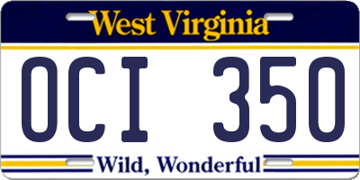 WV license plate OCI350