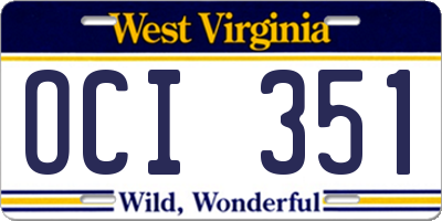 WV license plate OCI351
