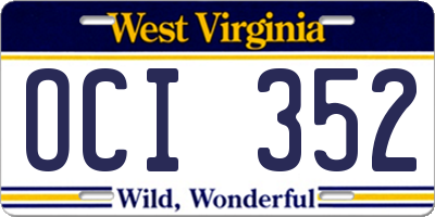 WV license plate OCI352