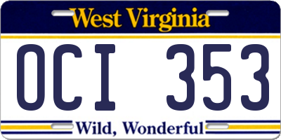 WV license plate OCI353