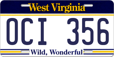 WV license plate OCI356
