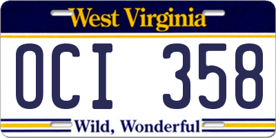 WV license plate OCI358