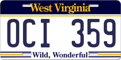 WV license plate OCI359