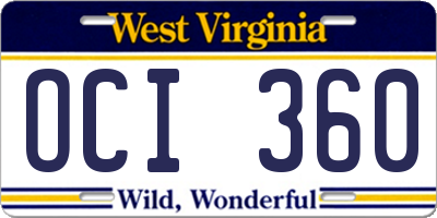 WV license plate OCI360