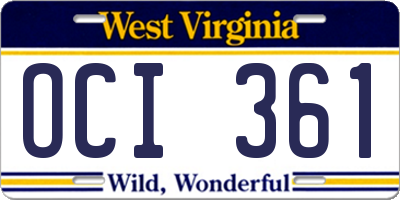 WV license plate OCI361
