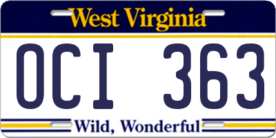 WV license plate OCI363