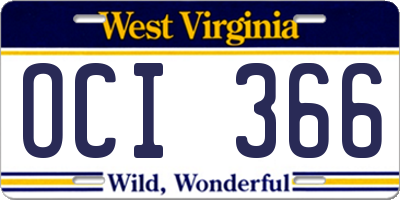 WV license plate OCI366