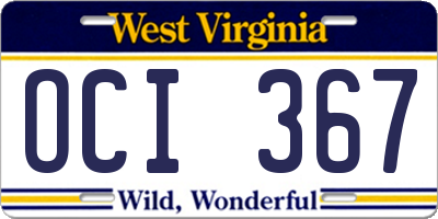 WV license plate OCI367