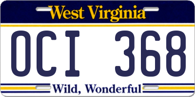 WV license plate OCI368