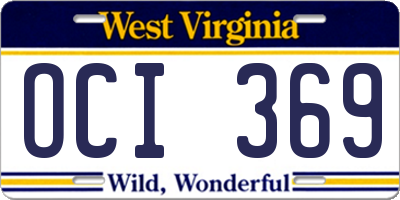 WV license plate OCI369