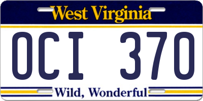 WV license plate OCI370