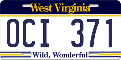 WV license plate OCI371