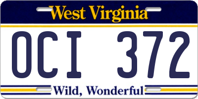 WV license plate OCI372
