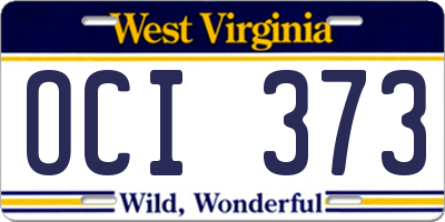 WV license plate OCI373