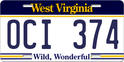 WV license plate OCI374