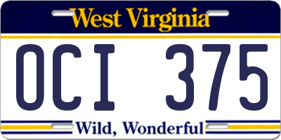 WV license plate OCI375
