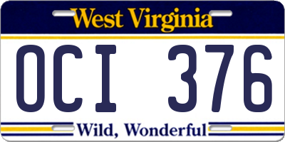WV license plate OCI376