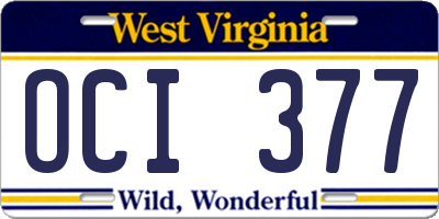 WV license plate OCI377