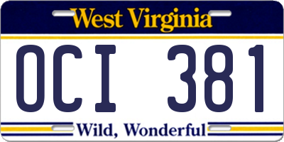 WV license plate OCI381