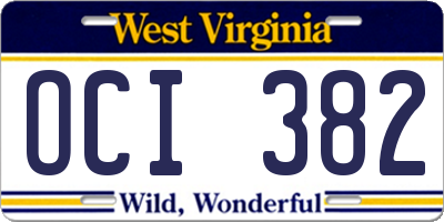WV license plate OCI382
