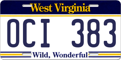 WV license plate OCI383