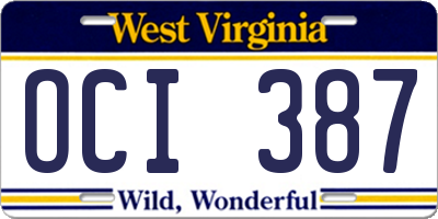 WV license plate OCI387