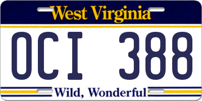 WV license plate OCI388
