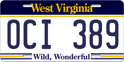 WV license plate OCI389