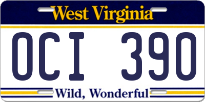 WV license plate OCI390