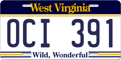 WV license plate OCI391