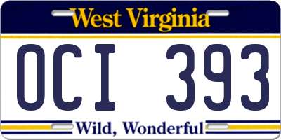 WV license plate OCI393