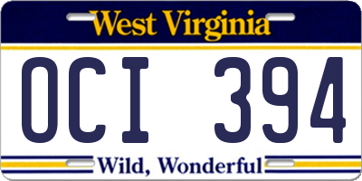 WV license plate OCI394