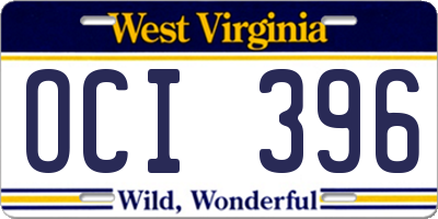 WV license plate OCI396