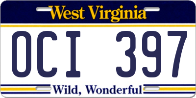 WV license plate OCI397