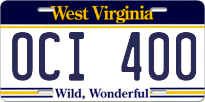 WV license plate OCI400