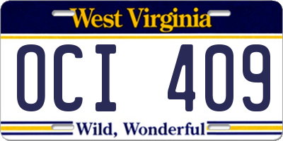 WV license plate OCI409