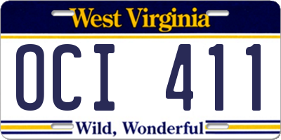 WV license plate OCI411