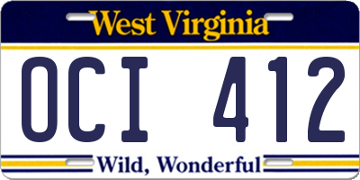 WV license plate OCI412