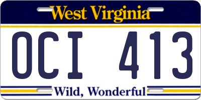WV license plate OCI413