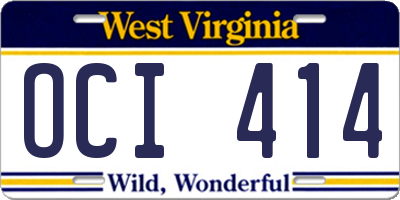 WV license plate OCI414
