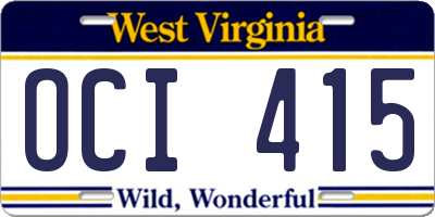 WV license plate OCI415