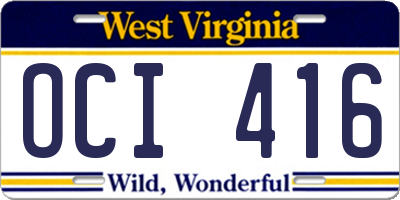 WV license plate OCI416