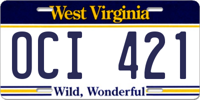 WV license plate OCI421