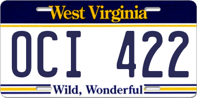 WV license plate OCI422