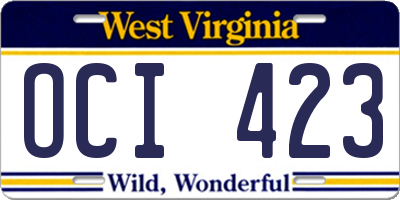 WV license plate OCI423